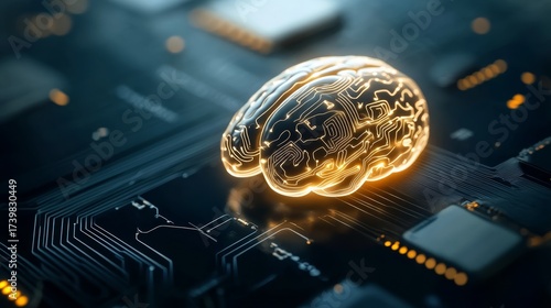 Innovative technology integrating ai and neural networks futuristic lab digital art sci-fi environment close-up view conceptual visualization