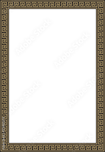 Vector gold and black classic Greek square ornament. Rectangle of Ancient Greece and Roman Empire. Byzantine painting of walls, floors and ceilings. Decoration of European palaces.