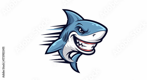 Awesome shark mascot with a toothy grin ready to be used for your sports team or logo design, a powerful aquatic symbol for your brand