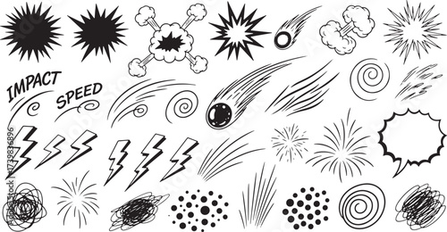 Comic Book Style Action Elements Speed Impact Explosions Keywords: comic, comic book, action