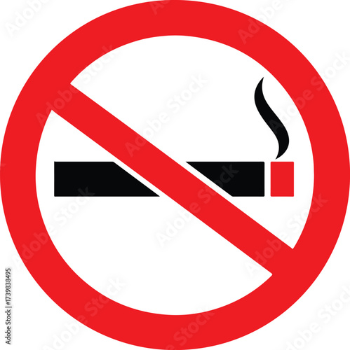 No Smoking Sign Vector Icon. Forbidden Cigarette Public Health Safety Symbol

