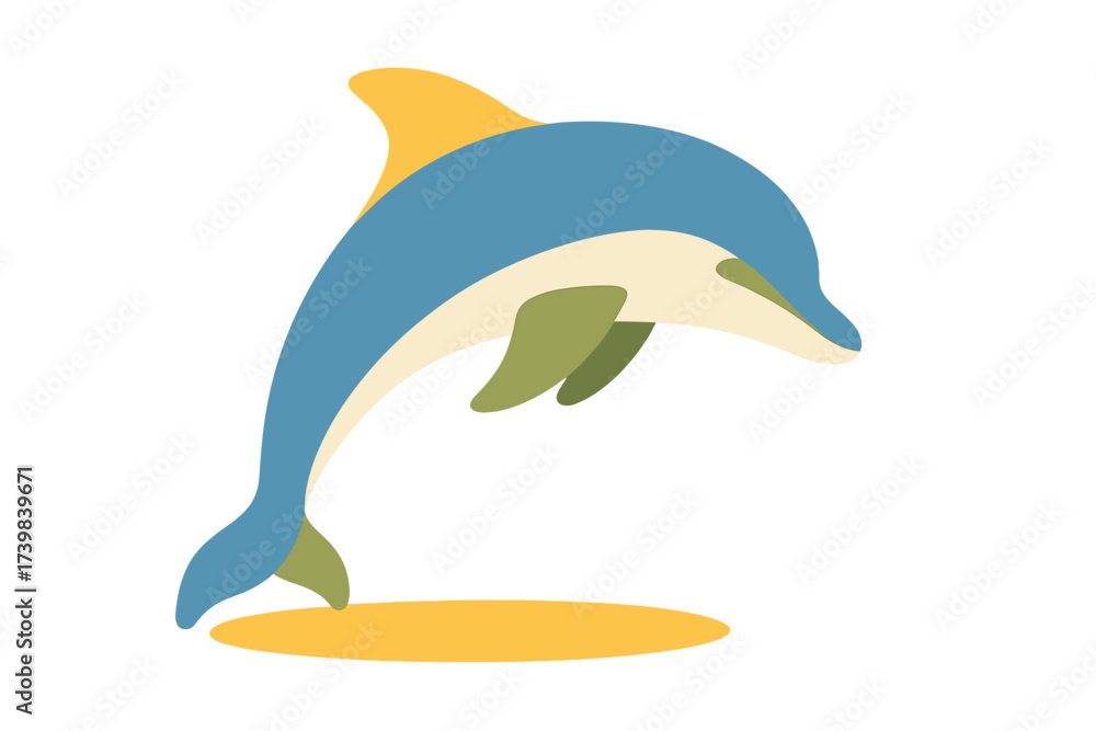 Fototapeta premium Abstract playful dolphin jumping with bright colors