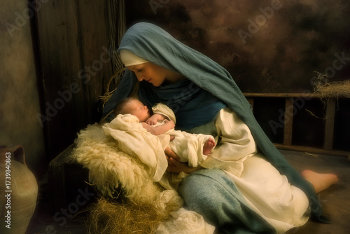 Christmas nativity Maria with son