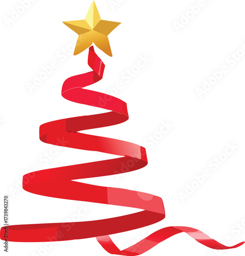 Festive green christmas tree decorated with ornaments and star top