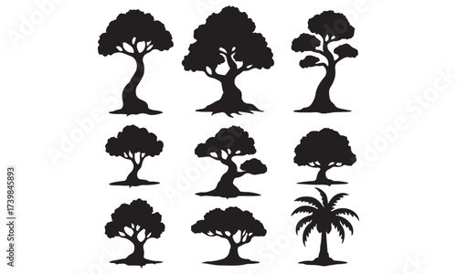 Collection of Tree Silhouettes for Nature and Environment Concepts