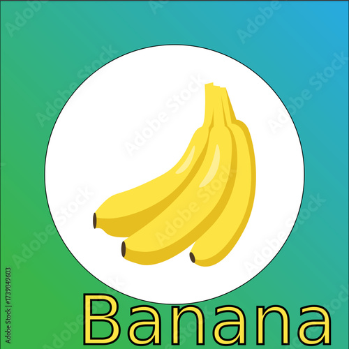 Illustration of a Bunch of Bananas in a Circle on a Colorful Background