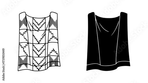 Black and White Apparel Designs: Patterned Outline and Solid Silhouette