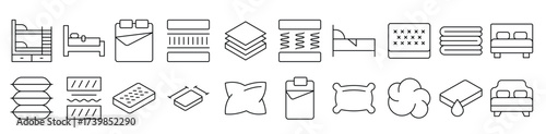 Pillow, Cushion Picture Collection. Editable Stroke. Perfect for Infographics, Articles, Books, Flyers, Banners vector