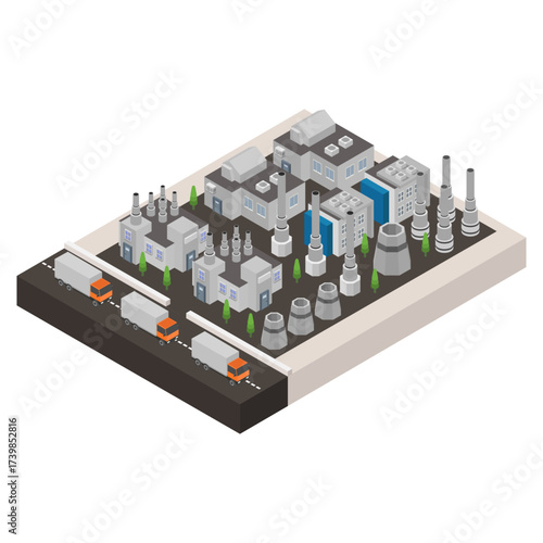 Isometric industrial power plant