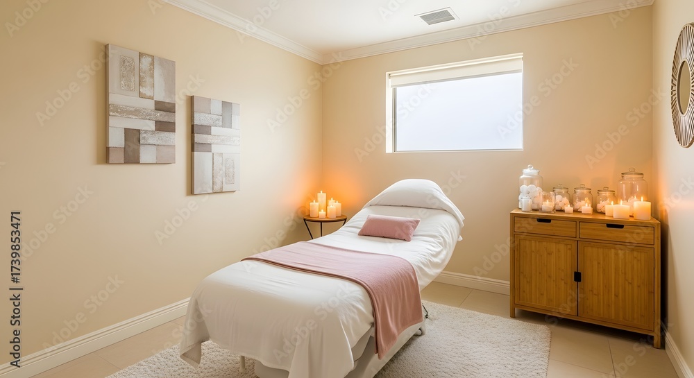 custom made wallpaper toronto digitalSerene spa treatment room with massage table warm lighting and calming artwork creating a tranquil atmosphere