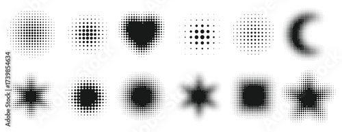 collection of various vector halftone shapes gradient dots 