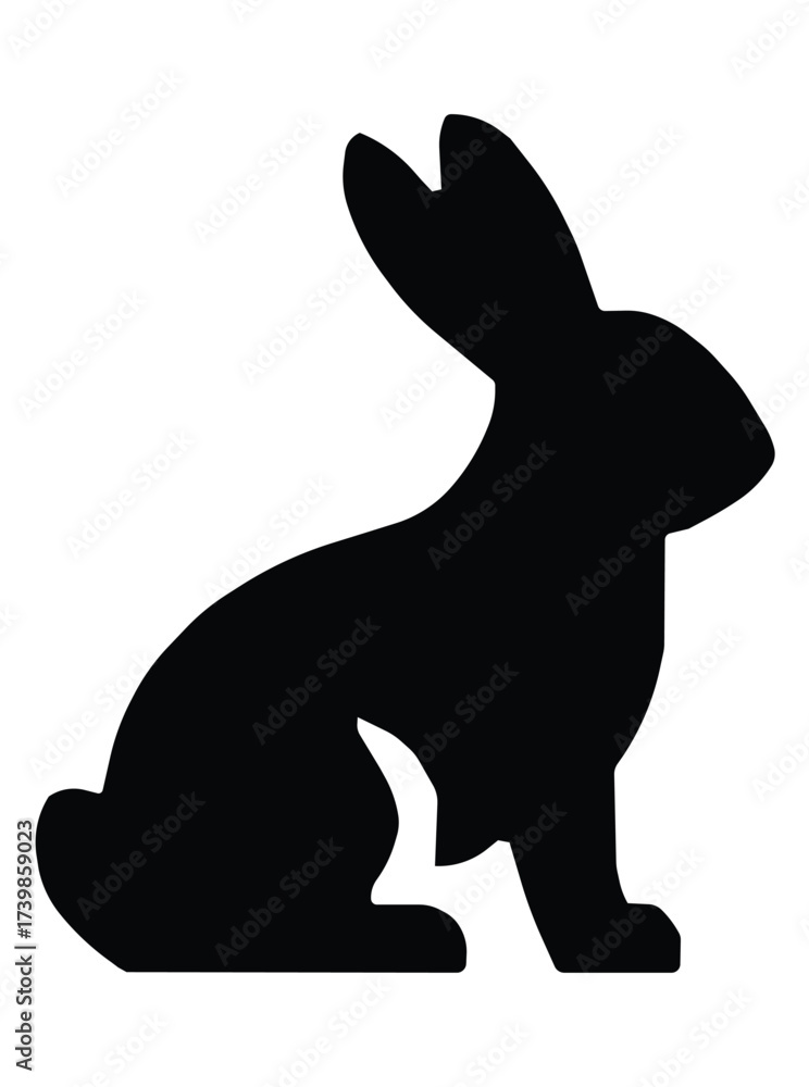 Obraz premium Silhouette of a Rabbit Sitting Gracefully in a Minimalist Style