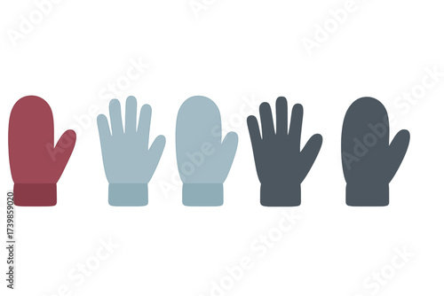 Collection of colorful winter gloves and mittens hand protection accessories