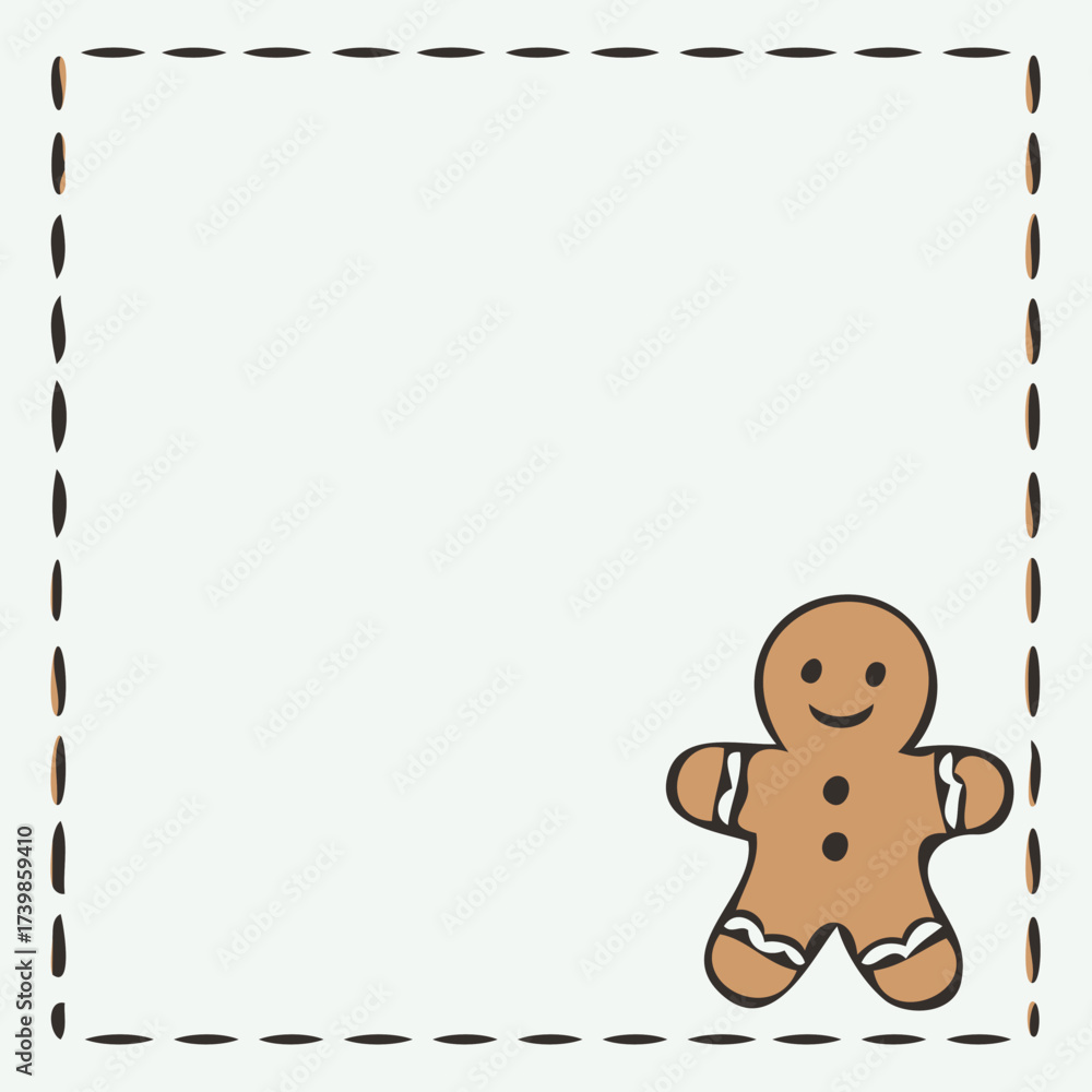 Obraz premium Gingerbread man illustration in a blank decorative frame 