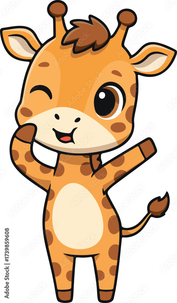 Obraz premium Cute Cartoon Giraffe Winking