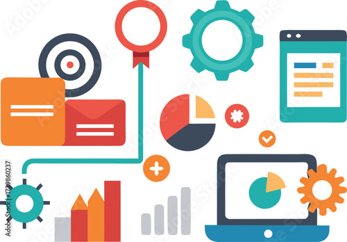 Marketing and seo icons pack detailed vector illustration scalable graphics for digital media