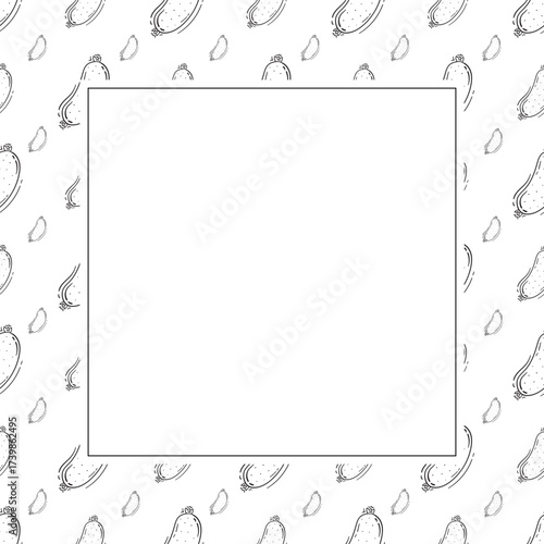 sausage frame. doodle grill sausage square frame. hand drawn sausage frame background. grill sausage background