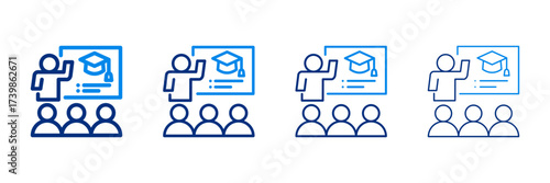 Educate Icon Set With Two Colors And Multiple Line Styles Vector Illustration 