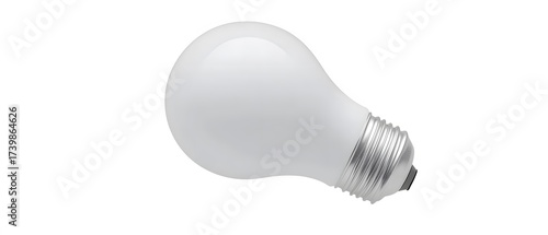 Classic white light bulb lying horizontally on white background