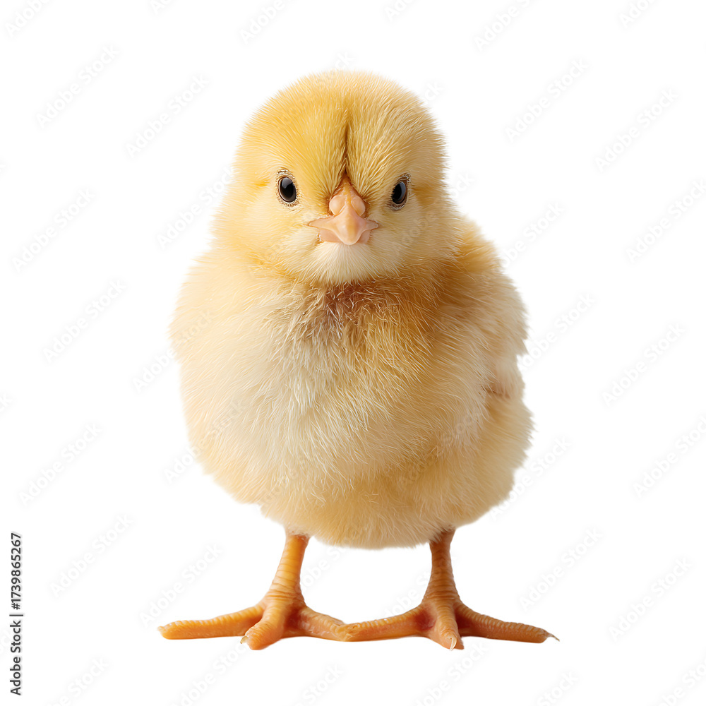 Fototapeta premium Adorable Small Chick Posing on Clean White Surface