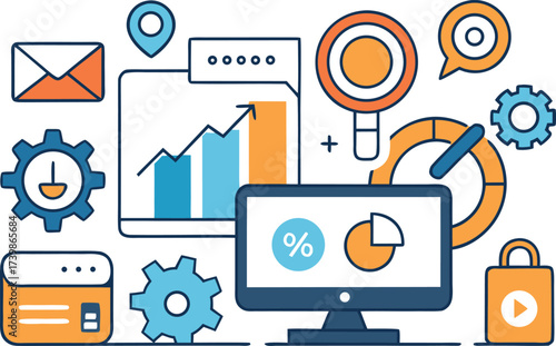 Marketing and seo vector icons pack detailed scalable illustration for digital business promotion