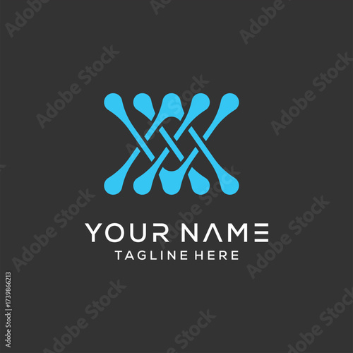 X letter double bone logo design