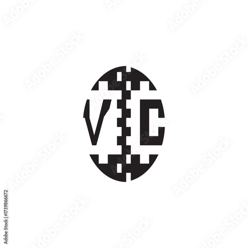 Bold Unique Design VC Pixel Logo Concept Alphabet Monogram Initial Alphabet
