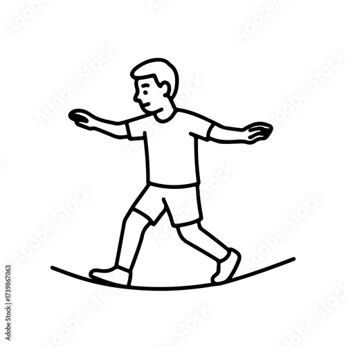 Vector line icon man walking on a tightrope on a white background
Vector line icon on a white background
