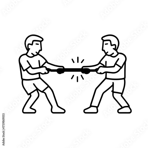 Vector line icon people tug of war on a white background
Vector line icon on a white background