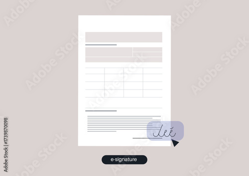 A sleek document displaying an area designated for electronic signatures, designed for efficiency and convenience in processing important agreements or contracts