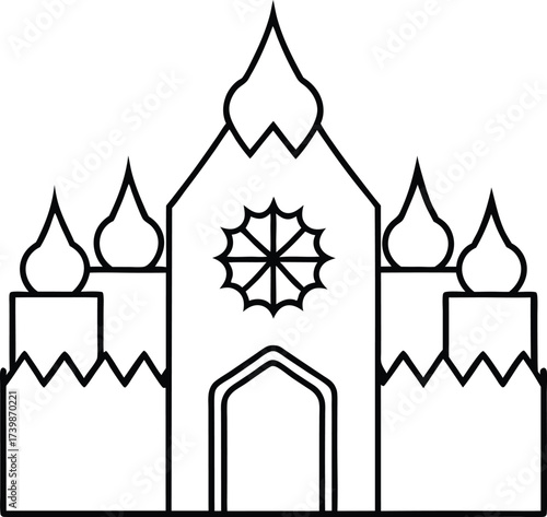 ice queen palace with frosty mandala windows vector illustration on transparent background