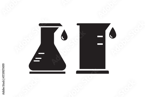 Chemistry Lab Glassware Flask and Beaker Silhouette