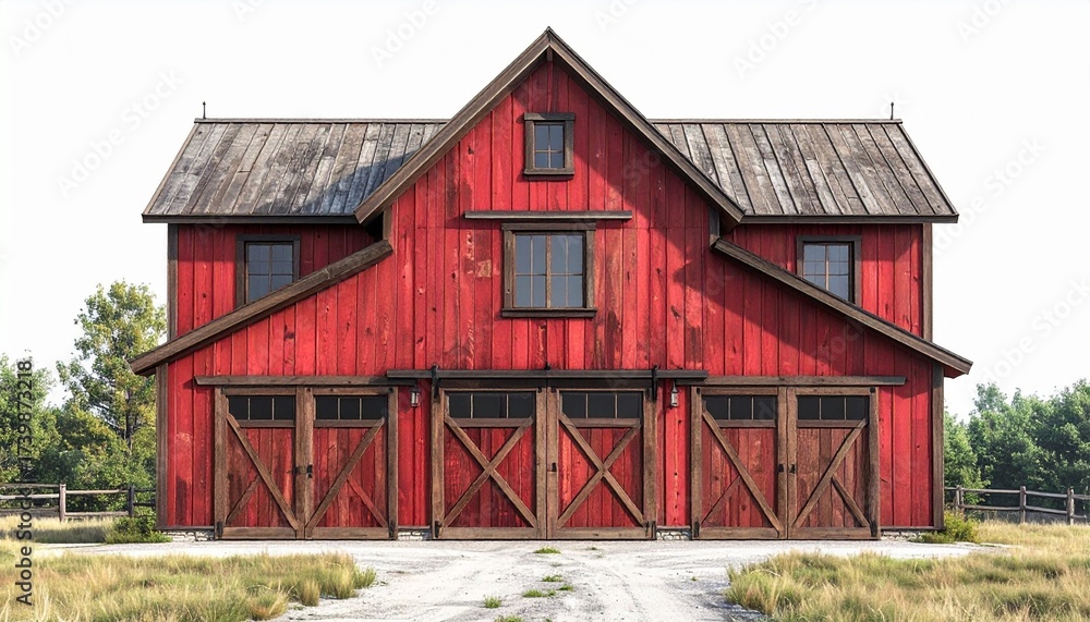 Fototapeta premium old red barn in rural landscape