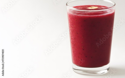 Wallpaper Mural Refreshing glass of vibrant red smoothie with banana slice on top isolated Torontodigital.ca