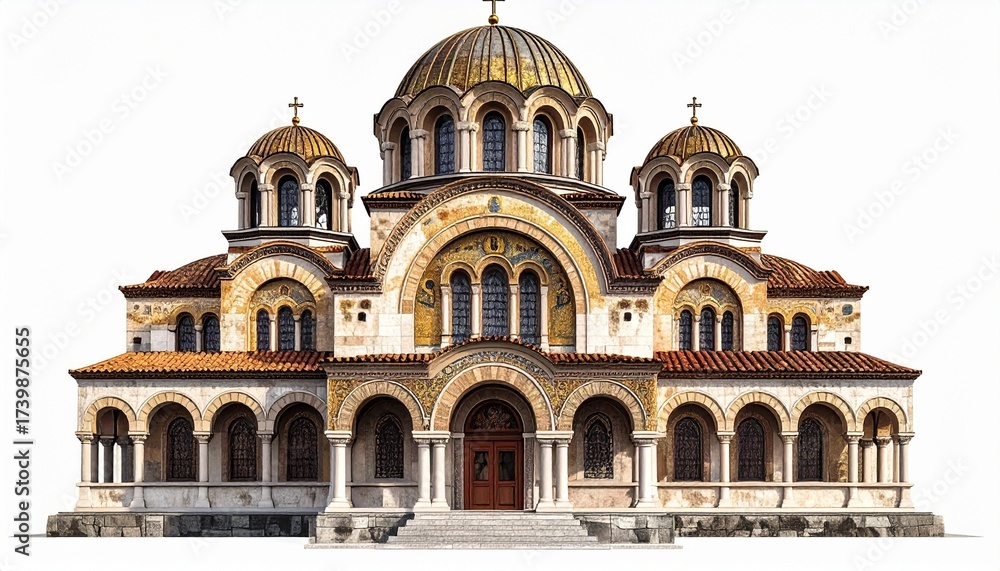 Obraz premium Eastern Orthodox Church with Byzantine Architecture and Ornate Domes