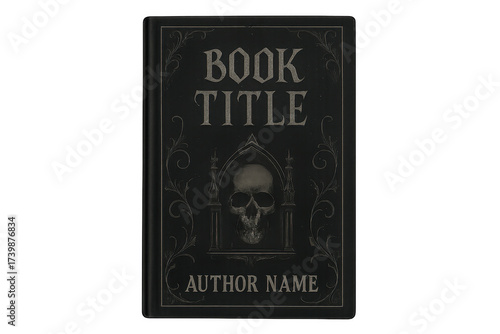 Dark gothic book cover with skull and ornate frame