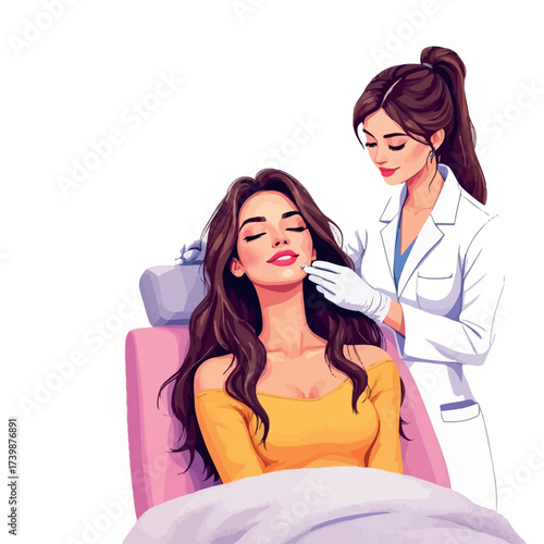 Vsai woman receiving beauty injections from a cosmetologist