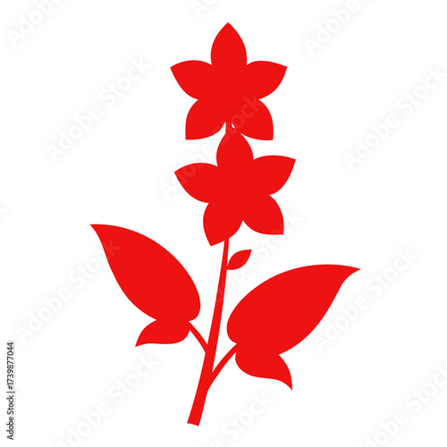  larkspur red flower silhouette on white 