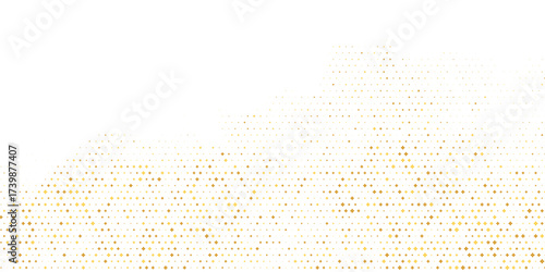 Gold falling down confetti background. Repeated golden dotted glitter pattern. Yellow, orange and golden dots wallpaper. Celebration Christmas, New Year or birthday party repeating backdrop. Vector