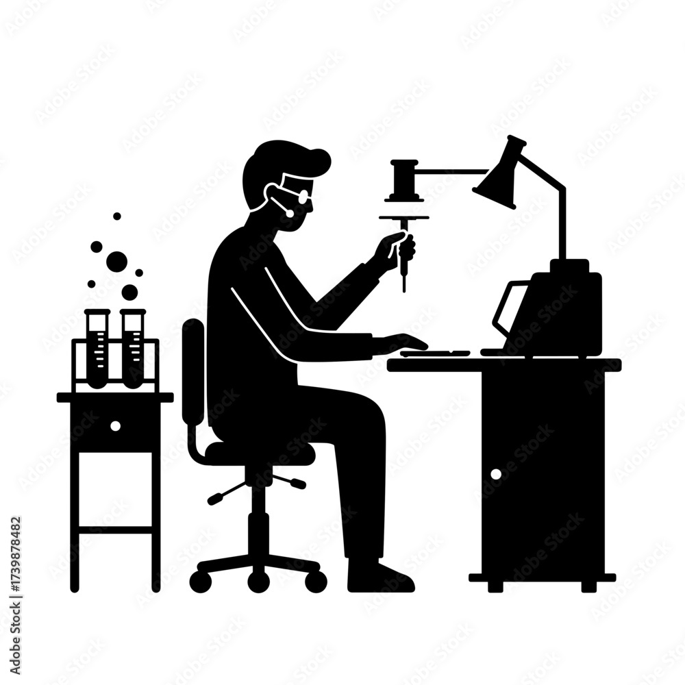 Fototapeta premium Scientist working in medical research lab with test tubes for International Doctor's Day 