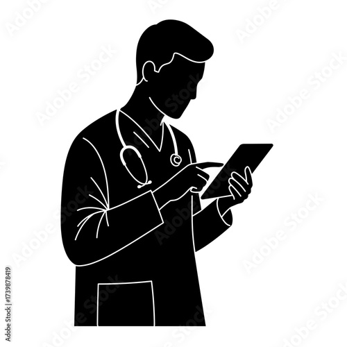 Doctor using tablet while analyzing data for International Doctor's Day  