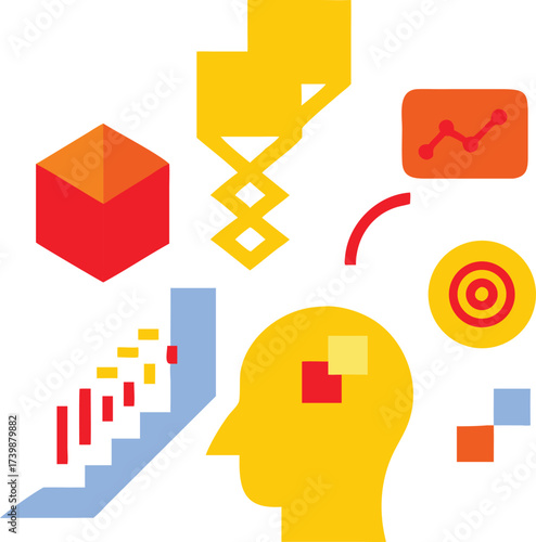 Colorful Abstract Business and Technology Icons Vector Design