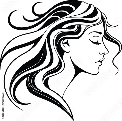 Modern Minimalist Woman Face Vector for Beauty Concept