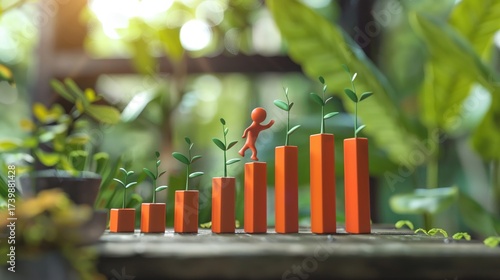 3D render icon  clay style of a bar chart with a stack of clay blocks representing different data points, isolated on pure white background 3d business icon