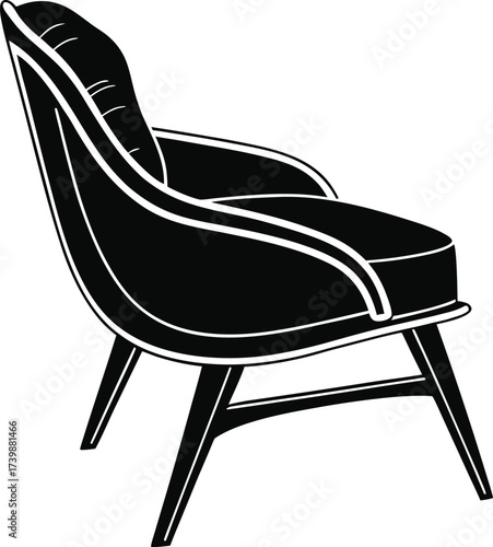Modern Armchair Vector Illustration, Stylish Furniture Design for Home Interior