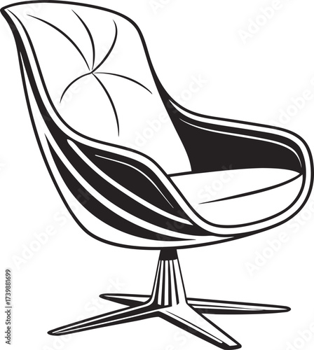 Modern Armchair Vector Illustration, Stylish Furniture Design for Home Interior