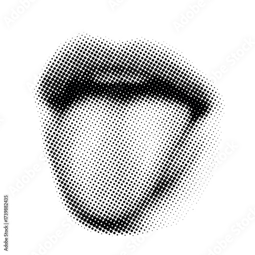 Halftone art of smiling mouth with tongue in pop art style