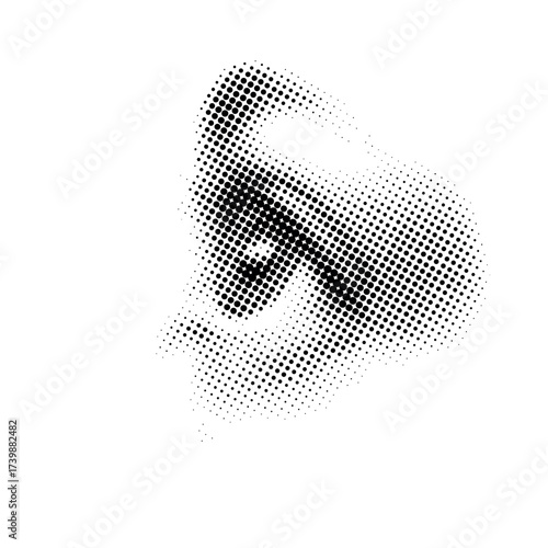 Abstract halftone portrait of a caucasian female profile