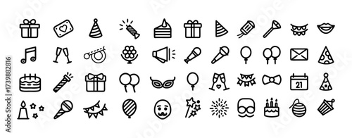 Hand drawn doodle icons for celebrations and parties
