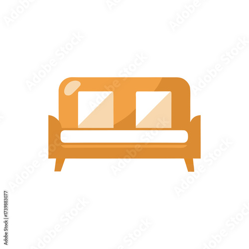 Orange sofa with white cushions on a white background couch furniture